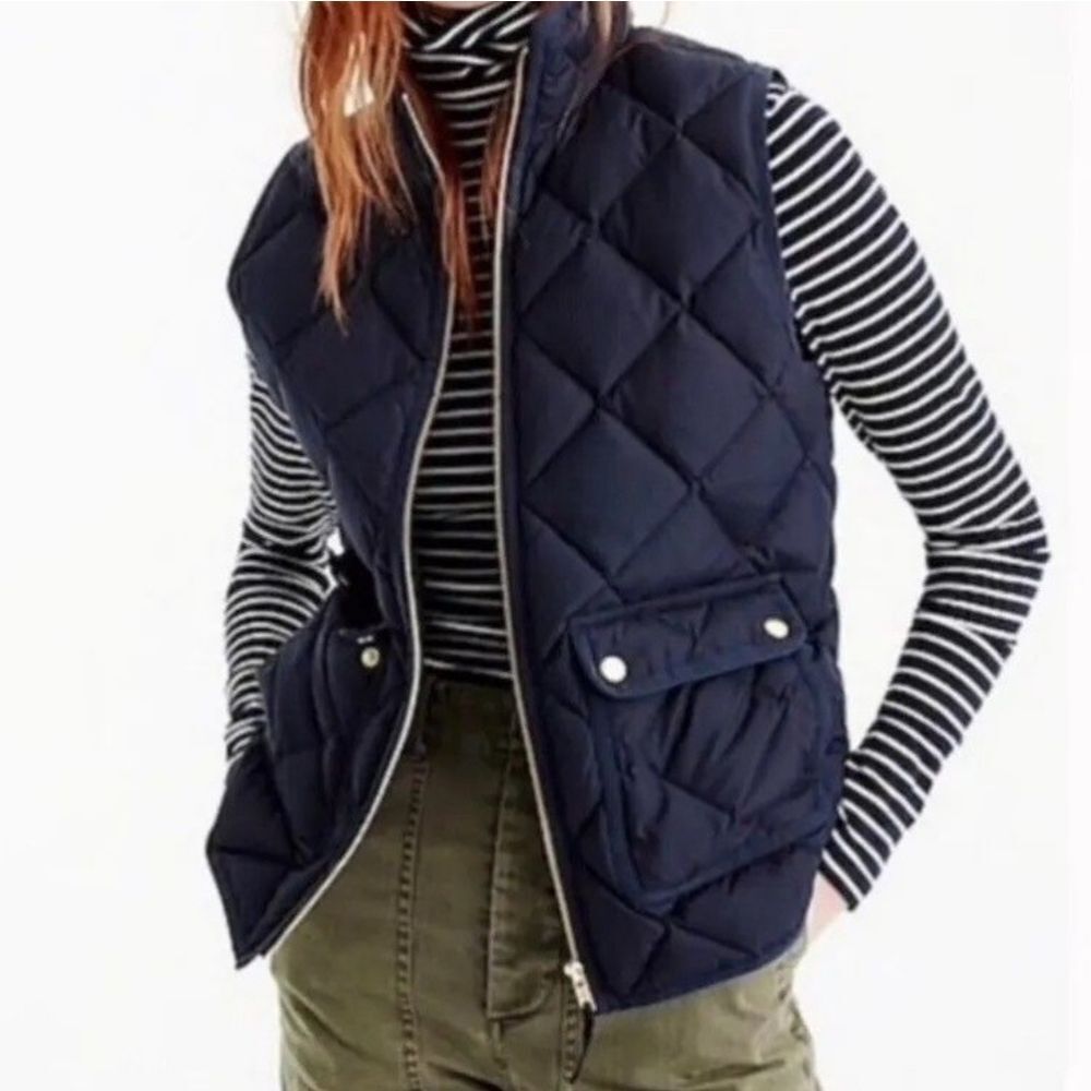 J. Crew Excursion Down Puffer Quilted Navy Midnight Blue Puffer Vest Size XXS